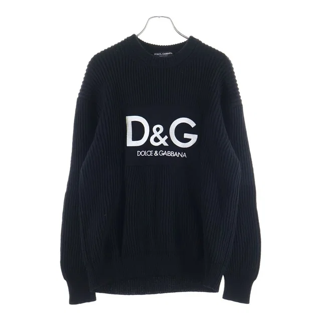Dolce & Gabbana Logo Embroidery Wool Crew Neck Long Sleeve Knit Sweater in Wool from The Reluxe, photo 1 of 1