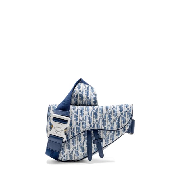 Dior Homme Saddle Bag Oblique Kasuri Blue/Multicolour SHW in Blue Denim from EMIER, photo 1 of 1