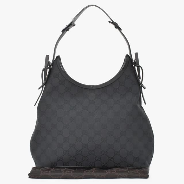 Gucci Hobo Handbag GG Canvas Leather Black Gold in Black Canvas from The Reluxe, photo 1 of 1
