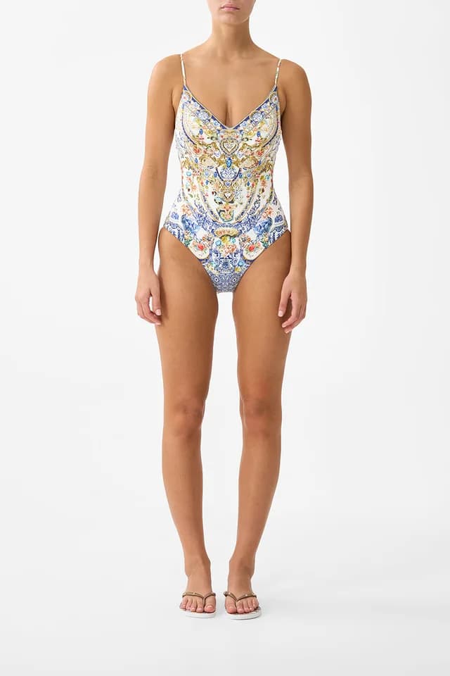 Camilla eBoutique V NECK ONE PIECE WITH LACE UP TIE BACK THE POTTERY PARLOUR, image 1 of 1 from CAMILLA