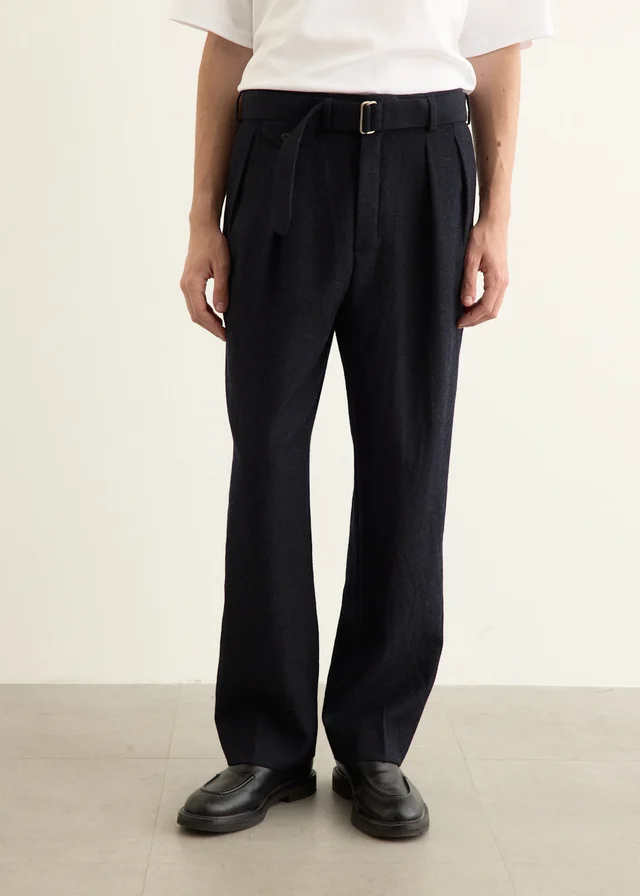 KAPTAIN SUNSHINE Belted Riviera Pants in TOP NAVY, image 1 of 1 from Incu