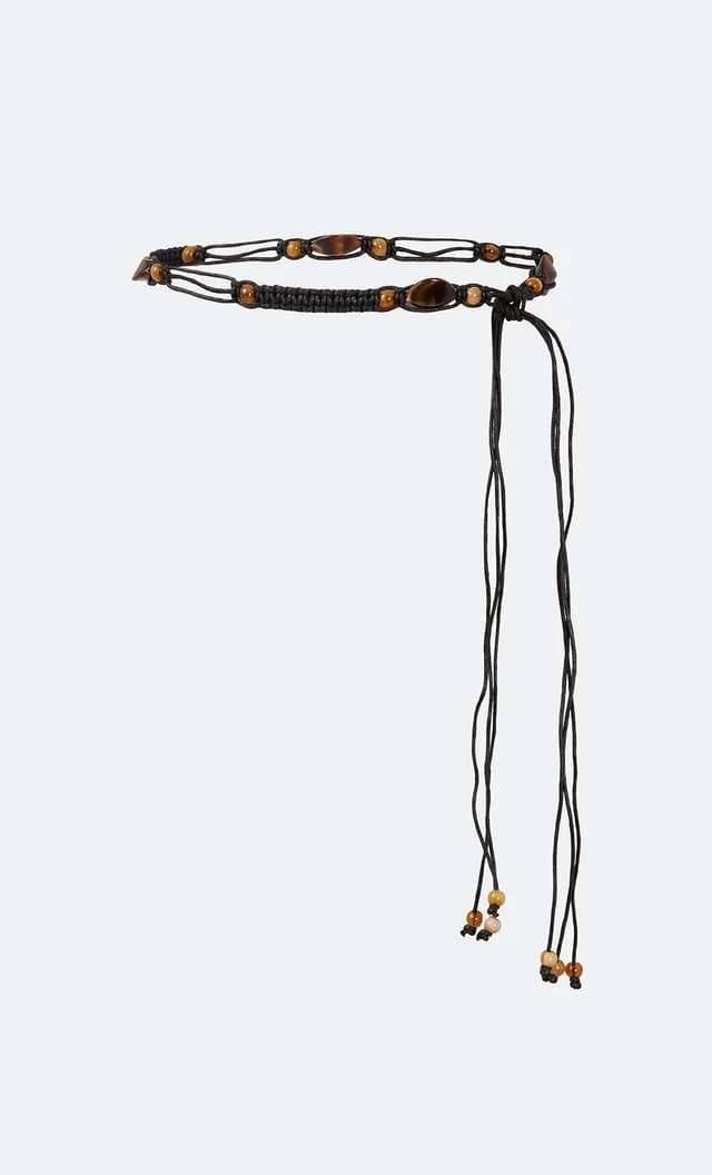 Bec&Bridge EMBER CROCHET BELT - BLACK/CHOCOLATE, image 1 of 1 from BEC + BRIDGE