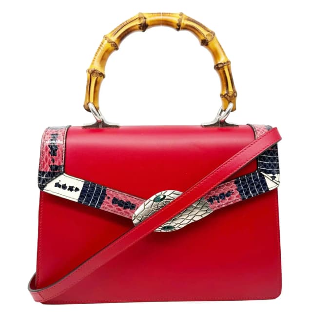 Gucci Lilith Bamboo Leather Top Handle Shoulder Bag Red 453751 in Red Leather from Dallas Designer Handbags, photo 1 of 1