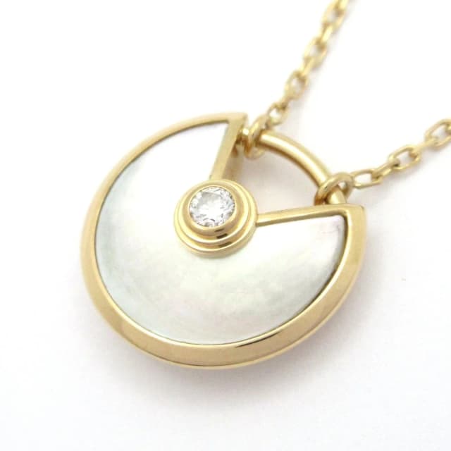 Necklace Amulette de Cartier XS 18k Yellow Gold White Mother of Pearl in White from The Reluxe, photo 1 of 1