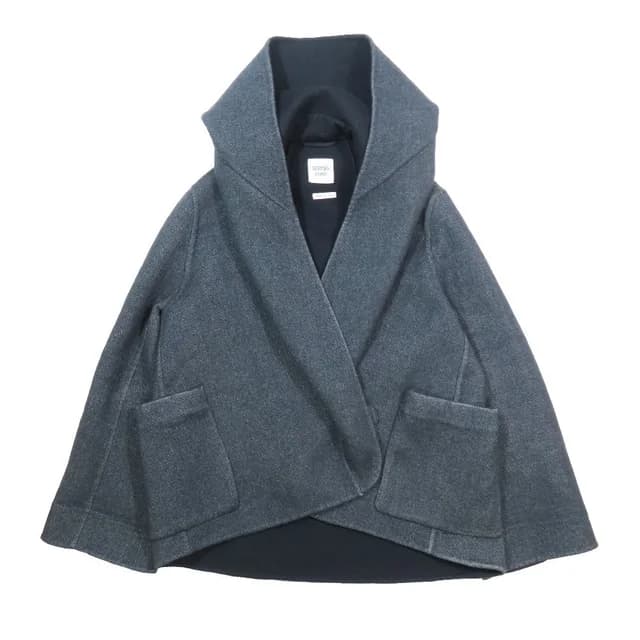 Hermès Cashmere Wrap Coat Shawl Color Short Jacket Herringbone 36 Gray in Grey Cashmere from The Reluxe, photo 1 of 1