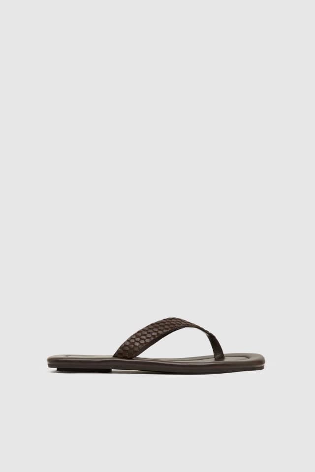 St Agni Lattice Weave Thong - Coffee, image 1 of 1 from St. Agni