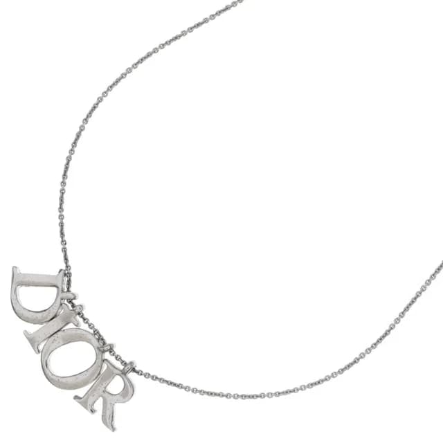 Dior Logo Necklace Metal Silver in Silver from The Reluxe, photo 1 of 1