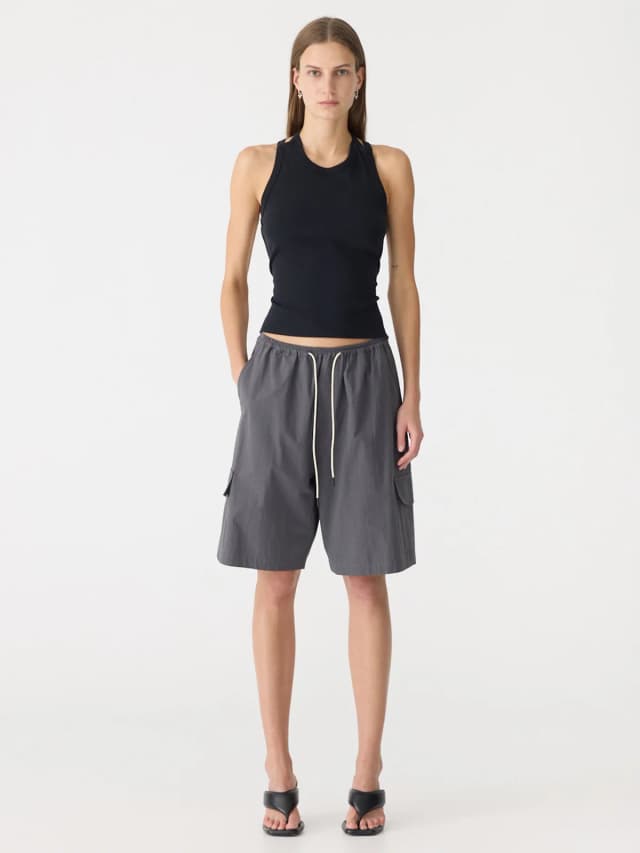 Bassike Crushed Cotton Cargo Short, image 1 of 1 from bassike