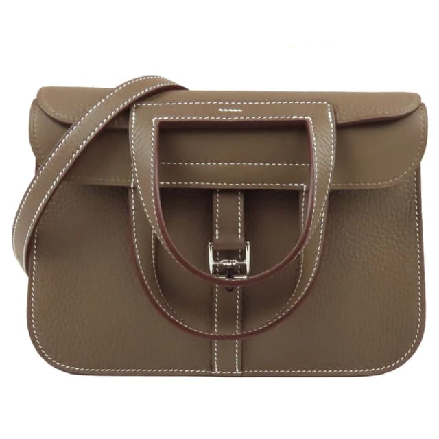 Hermès Halzan 25 Etoupe Silver Taurillon 2-Way Shoulder Bag in Taupe from The Reluxe, photo 1 of 1