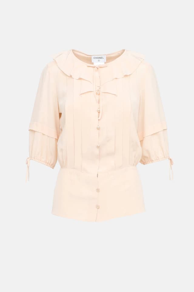 Chanel Cruise 2014 Silk Half Sleeve Blouse in Silk from VSP Consignment, photo 1 of 1