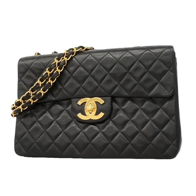 Chanel Shoulder Bag Maxi Quilted Lambskin Black Gold in Black Lambskin from The Reluxe, photo 1 of 1