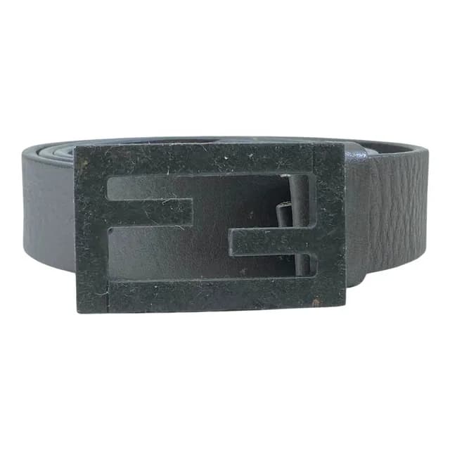 Fendi FF Logo Buckle Belt Leather Gray in Grey Leather from The Reluxe, photo 1 of 1