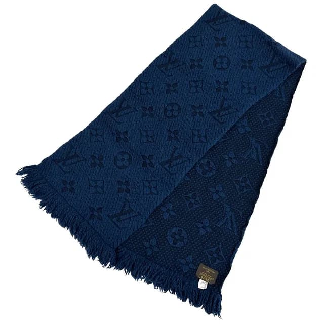 Louis Vuitton Scarf Shawl Monogram Wool Echarpe Logomania Anthracite Navy Warm in Navy Wool from The Reluxe, photo 1 of 1
