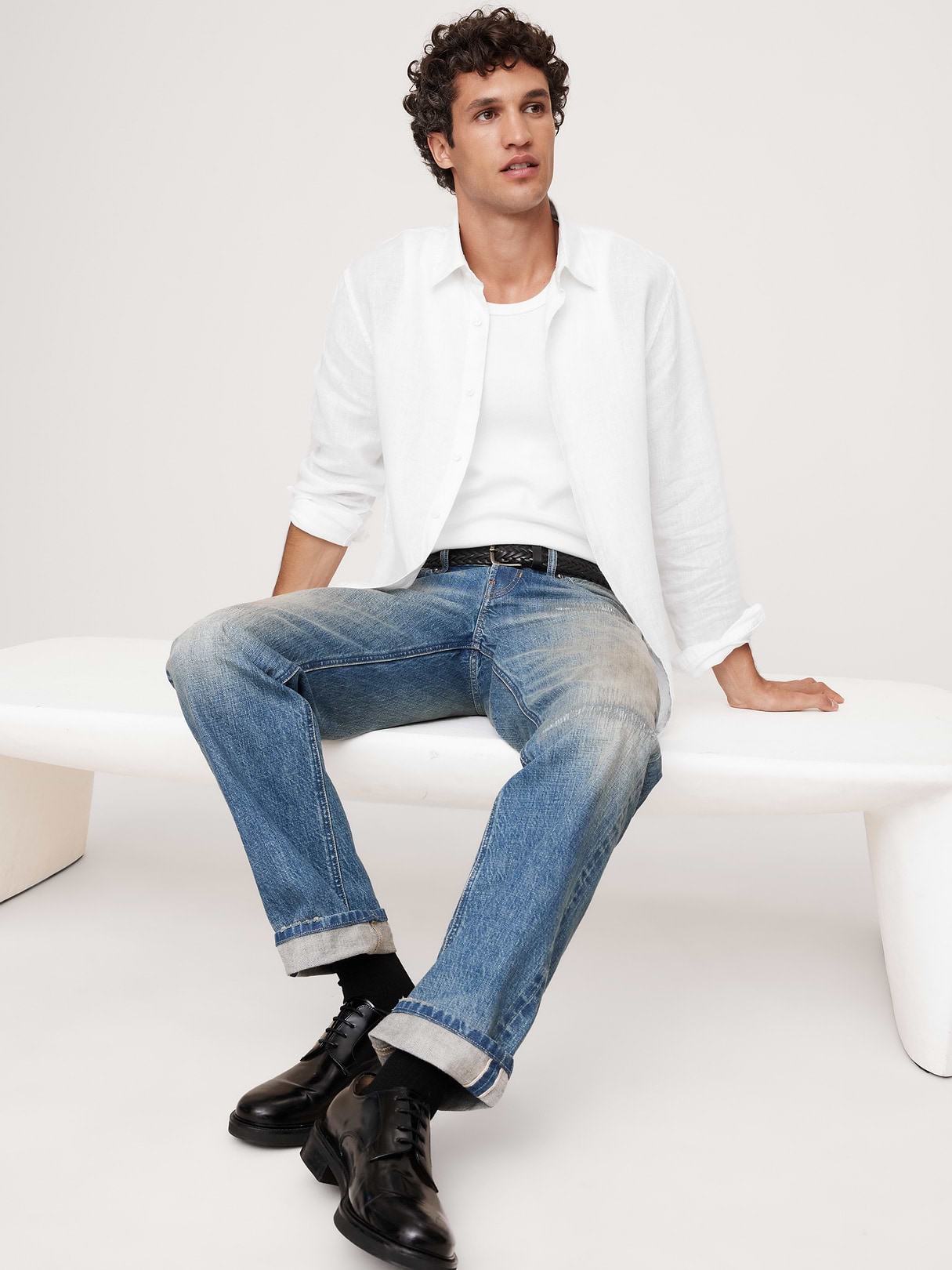 Banana Republic Slim-Fit Linen Shirt in White, image 1 of 1 from Banana Republic (US)