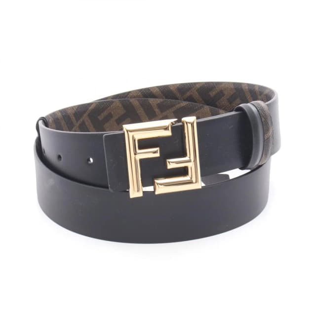 Fendi Belt Round FF Reversible Black Leather in Black Leather from The Reluxe, photo 1 of 1