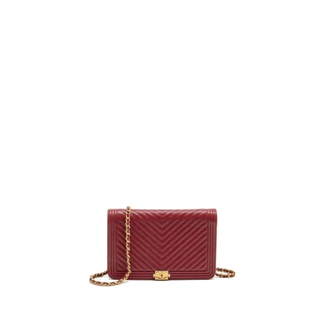 Chanel Boy Wallet on Chain Chevron Caviar Red GHW in Red Caviar leather from EMIER, photo 1 of 1