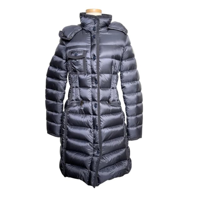 Moncler Hermine Down Coat Nylon Navy 00 in Navy Nylon from The Reluxe, photo 1 of 1