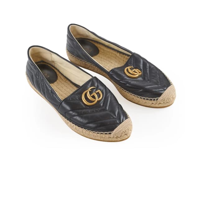 Gucci GG Marmont Espadrilles Black - Size 38 in Black Leather from The Purse Affair, photo 1 of 1