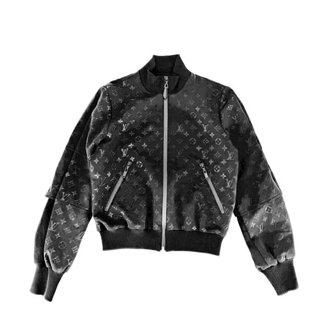 Louis Vuitton Jacket Embossed Monogram Zip Up 36 Black Gold Nylon Polyurethane in Black Nylon from The Reluxe, photo 1 of 1