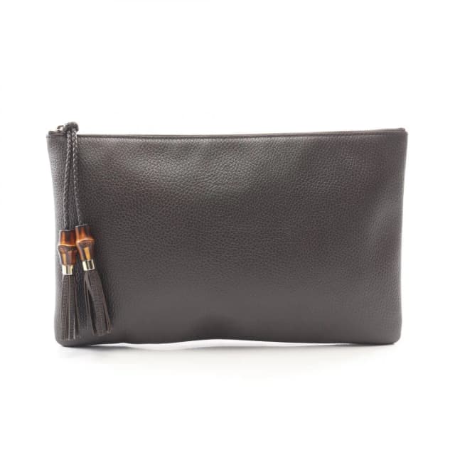 Gucci Clutch Bamboo Dark Brown Leather Tassel in Brown Leather from The Reluxe, photo 1 of 1