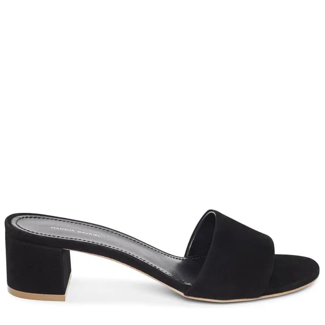 Mansur Gavriel Single Strap Sandal 40 Suede, Black, image 1 of 1 from Cultstatus