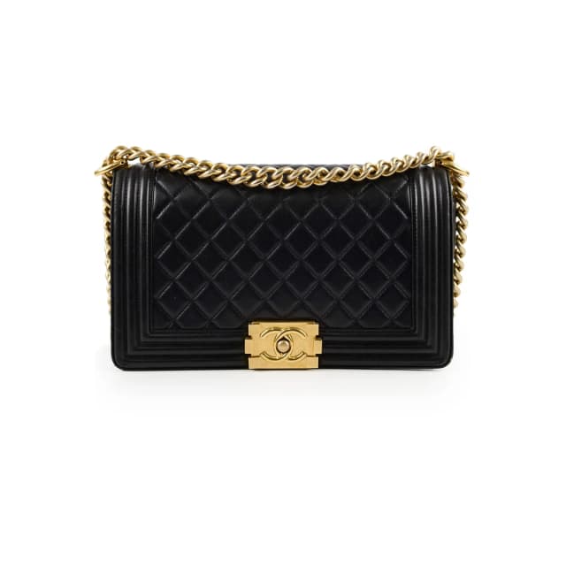 Chanel Old Medium Boy Black in Black Lambskin from The Purse Affair, photo 1 of 1