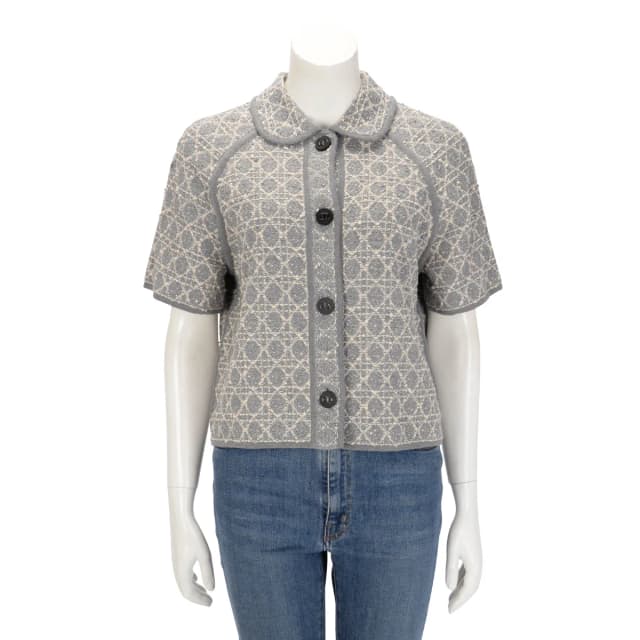 Dior Knit Macrocannage Short-Sleeved Jacket FR 42 in Grey Tweed from Blue Spinach, photo 1 of 1
