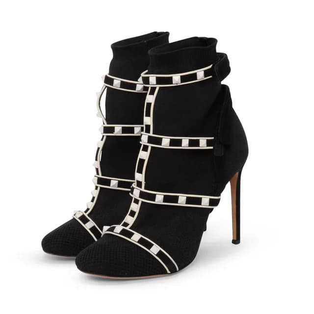 Valentino Garavani Bodytech Rockstud Sock Boots 39 in Black & White Suede from Blue Spinach, photo 1 of 1