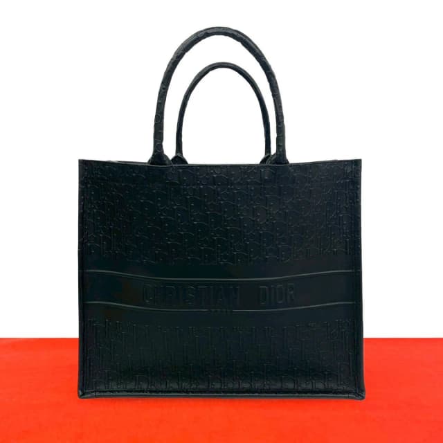 Dior Book Tote Bag Oblique Pattern Leather Black in Black Leather from The Reluxe, photo 1 of 1