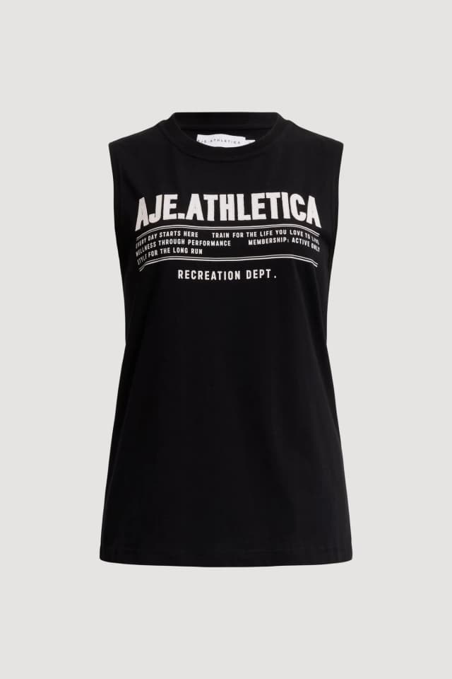 Athletica Motivation Logo Tank in BLACK, image 1 of 1 from Aje