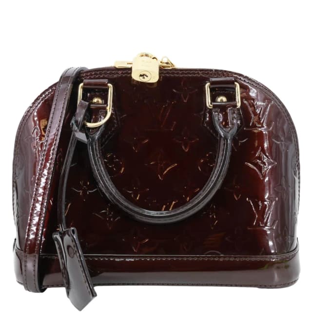 Louis Vuitton Alma BB Monogram Vernis Leather Satchel Bag Amarante in Leather from Dallas Designer Handbags, photo 1 of 1