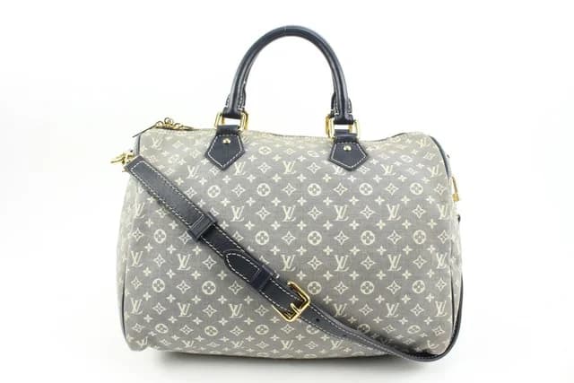Louis Vuitton Navy Blue x Grey Encre Monogram Idylle Speedy Bandouliere 30 in Navy Canvas from Bagriculture, photo 1 of 1