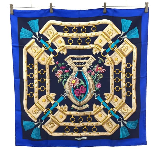 Hermès Carre 90 Aux Champs to the Field Scarf Blue in Blue from The Reluxe, photo 1 of 1