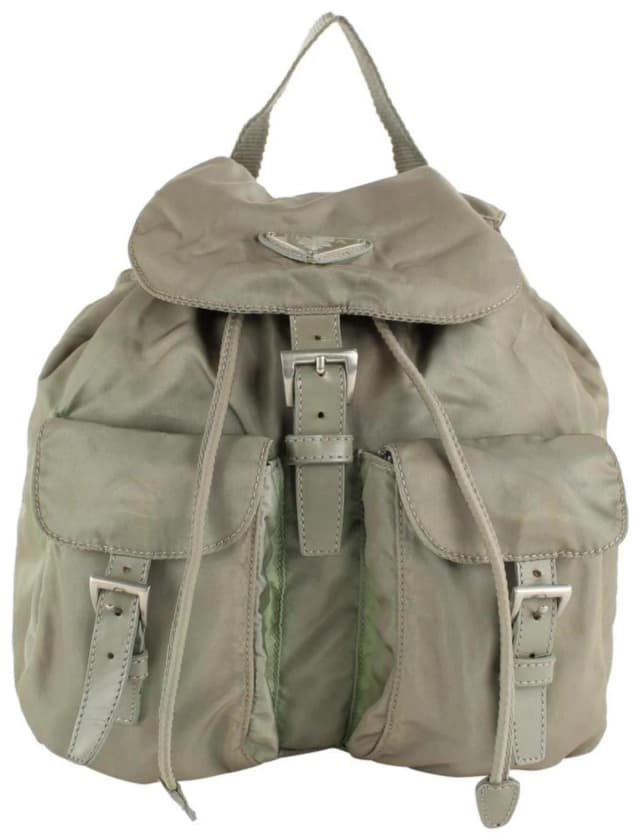 Prada Grey Tessuto Nylon Twin Pocket Backpack in Grey Nylon from Bagriculture, photo 1 of 1
