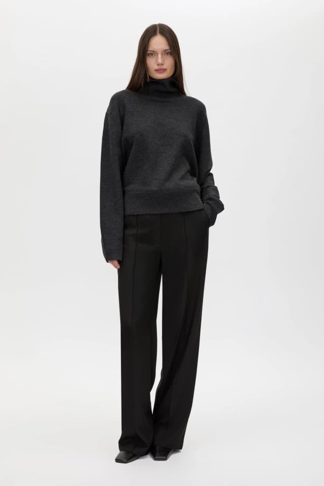 C&M CAMILLA AND MARC SALE Margot Turtleneck Knit Sweater in charcoal, image 1 of 1 from Camilla and Marc