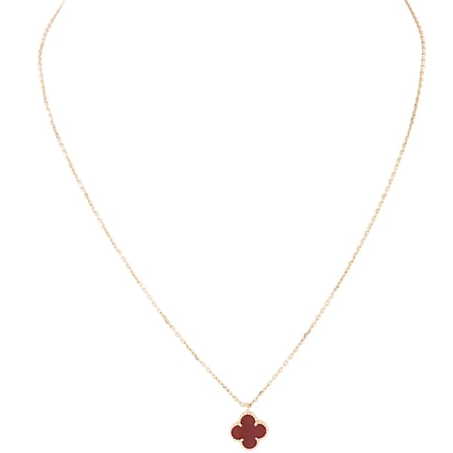 Van Cleef & Arpels Sweet Alhambra Carnelian 18k Rose Gold Necklace in Pink from Luxe.It.Fwd, photo 1 of 1