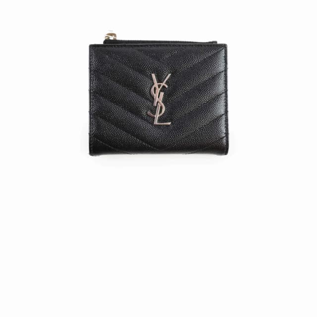 Saint Laurent Leather Cassandre Matelassé Bi-Fold Wallet in Black Calfskin from The Purse Affair, photo 1 of 1