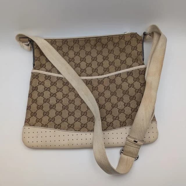 Gucci GG Canvas Shoulder Bag Crossbody Cross Brown White in Brown Canvas from The Reluxe, photo 1 of 1