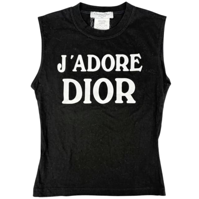 Dior Sleeveless T-Shirt Top Tank Top Cotton Black in Black from The Reluxe, photo 1 of 1