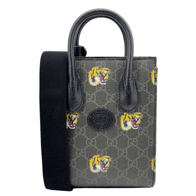 Gucci Interlocking GG Mini Supreme Tiger Printed Canvas Tote Bag Gray 696010 in Grey Canvas from Dallas Designer Handbags, photo 1 of 1