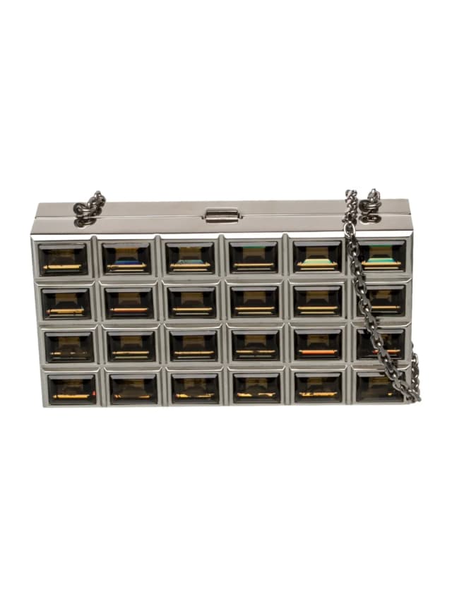 Judith Leiber Metal Minaudière in silver|gray Leather from The RealReal, photo 1 of 1