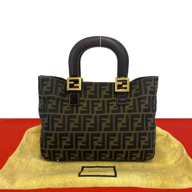 Fendi Zucca FF Logo Canvas Leather Handbag Mini Tote Brown in Brown Canvas from The Reluxe, photo 1 of 1
