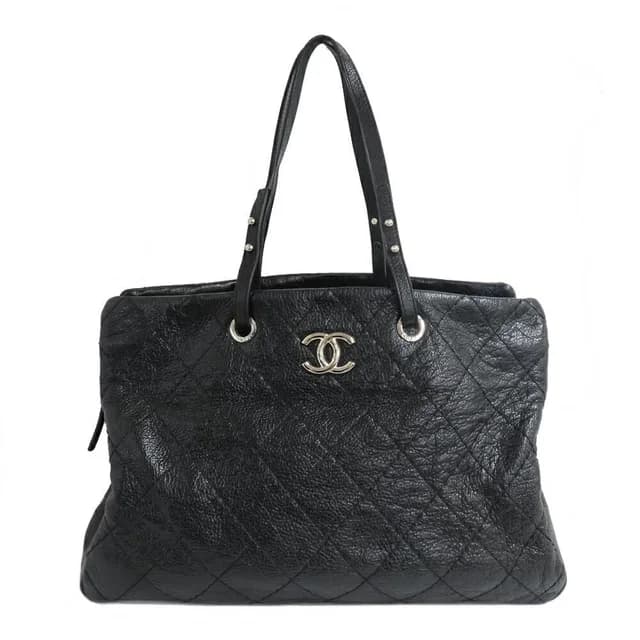 Chanel On The Road Tote Bag CC Logo Black Silver in Black Leather from The Reluxe, photo 1 of 1