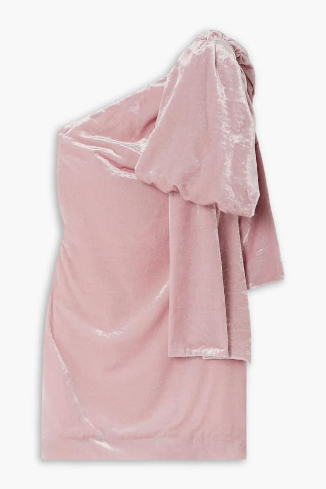 Bernadette Josselin One-Shoulder Bow-Detailed Velvet Mini Dress, image 1 of 1 from THE OUTNET