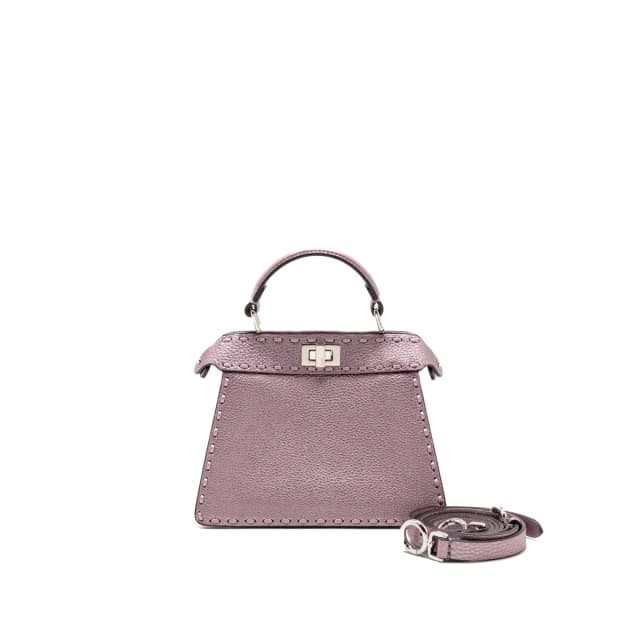 Fendi Peekaboo ISeeU Petite Cuoio Romano Leather Metallic Pink SHW in Pink Leather from EMIER, photo 1 of 1
