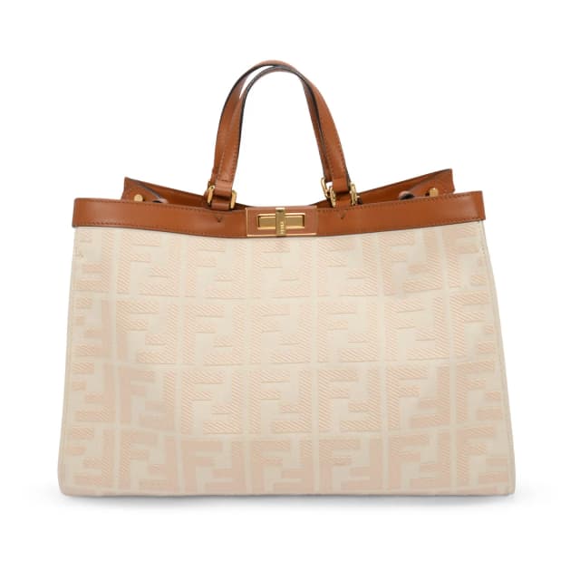 Fendi FF Embroidered Canvas Medium Peekaboo X-Tote in Cream Canvas from Blue Spinach, photo 1 of 1
