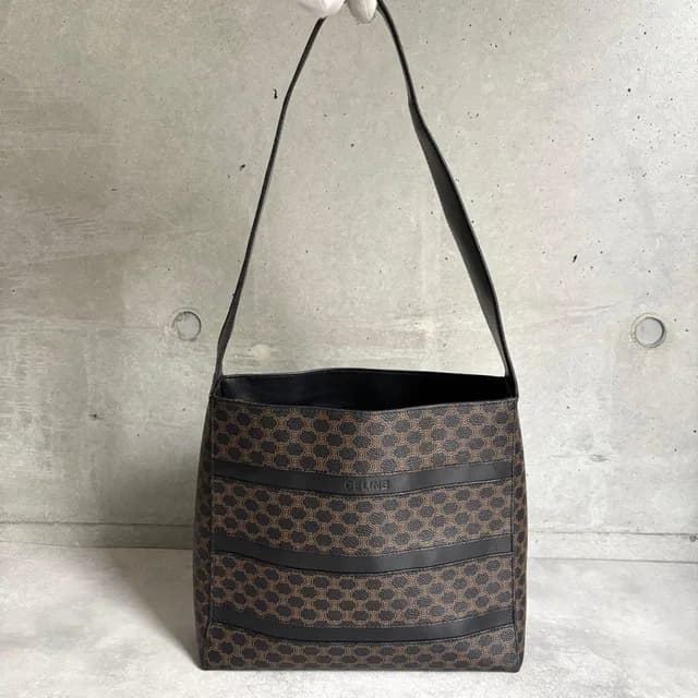 Celine Magatum Shoulder Bag Logo in Black Leather from The Reluxe, photo 1 of 1