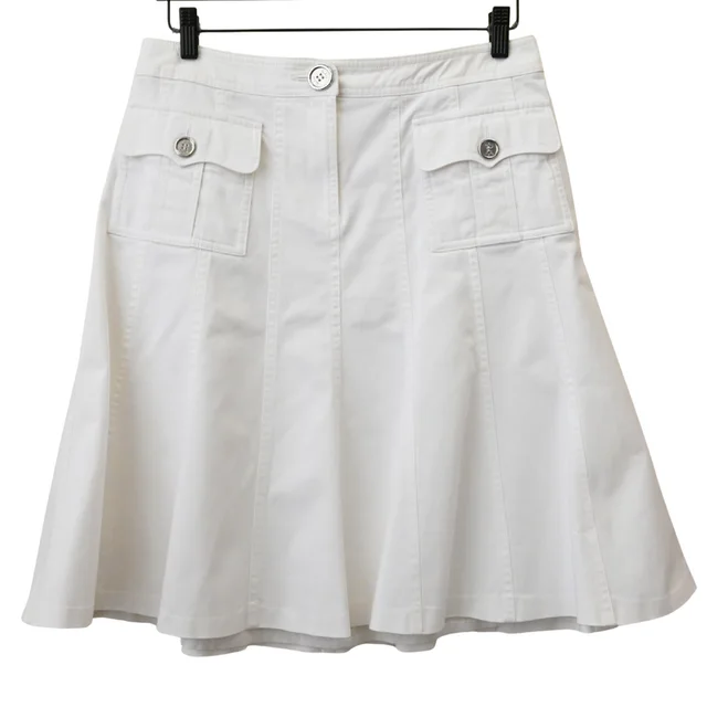 Burberry White Cotton A-Line Skirt in White from Clotheshorse Anonymous, photo 1 of 1