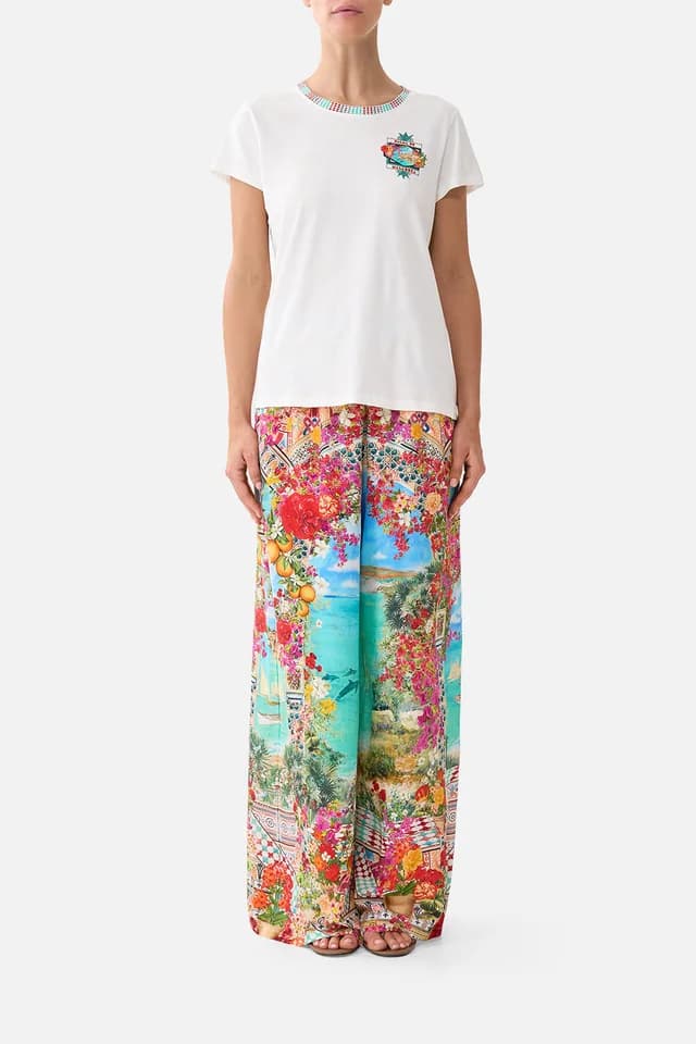 Camilla eBoutique SLIM FIT ROUND NECK T-SHIRT MEET ME IN MALLORCA, image 1 of 1 from CAMILLA