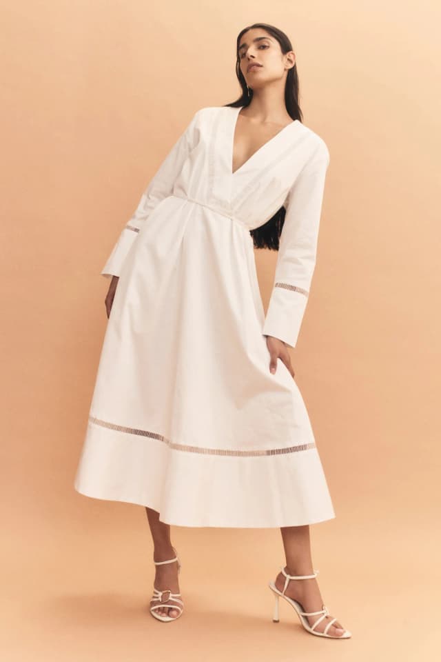 AJE Reborn Ladder Trim Midi Dress in IVORY, image 1 of 1 from Aje